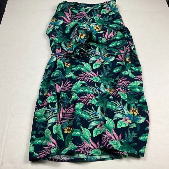 LOFT Linen Blend Shift Dress Floral Tropical Print 3/4 Sleeve Drop Waist Size XS - Picture 9 of 10